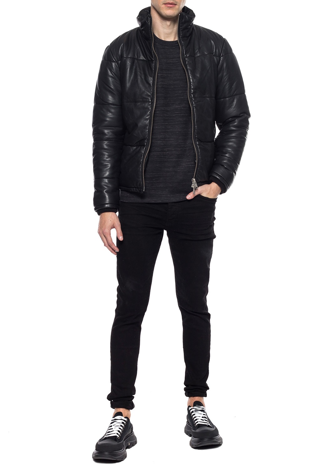 Black 'Coronet' leather jacket AllSaints - Vitkac GB